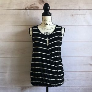 Eight Sixty Faux Wrap Striped Sleeveless Top
